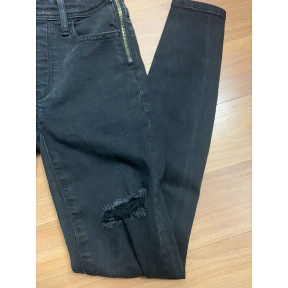 American Eagle Preppy Distressed Tomgirl Jegging Overall Faded Black Denim Size… - Picture 5 of 12